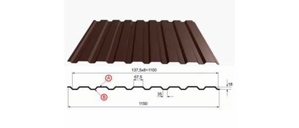 Профнастил коричневый оцинкованный  RAL 8017 С-20 купить недорого в Коломне