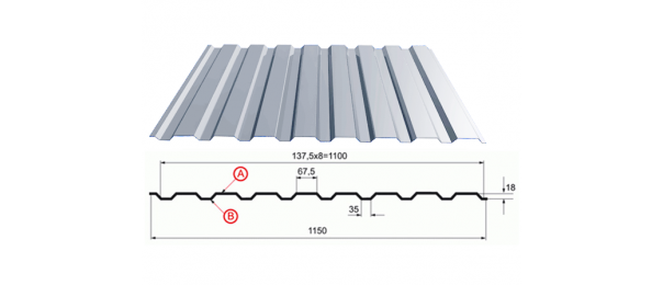 Профнастил оцинкованный С-20 1100x3000 купить недорого в Коломне